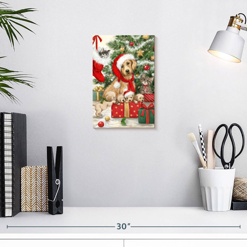 Lelend, chien et chat de Noël, H 12 po x l 8 po