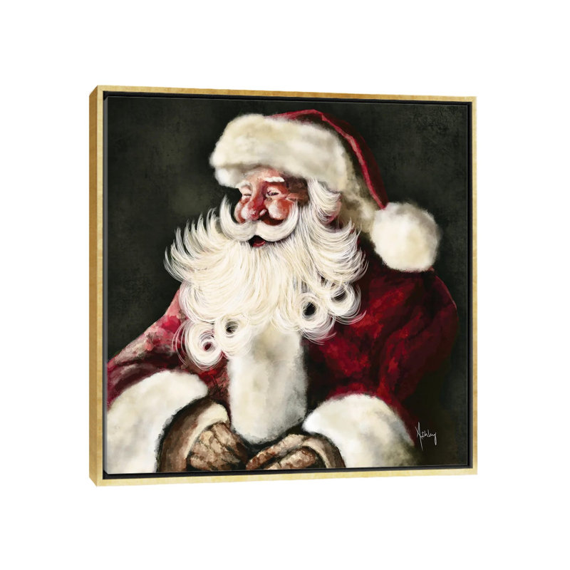 «Silly Santa», reproduction d'art sur toile encadrée, Cadre flottant sans passe-partout, H 18 po x l 18 po, Doré