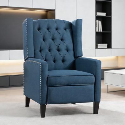 Comfortable 27.16 Inch Wide Manual Wing Chair Recliner With Durable Fabric And Adjustable Positions For Ultimate Relaxation