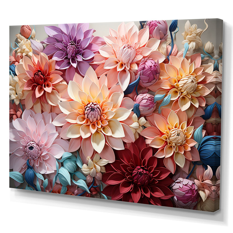 Ebern Designs Dahlia Reflection Flowers Field On Canvas Print | Wayfair