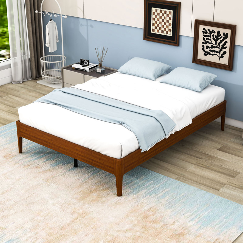 Platform Bed with Noise-Free Design and Ample Storage Space, Brown, Full