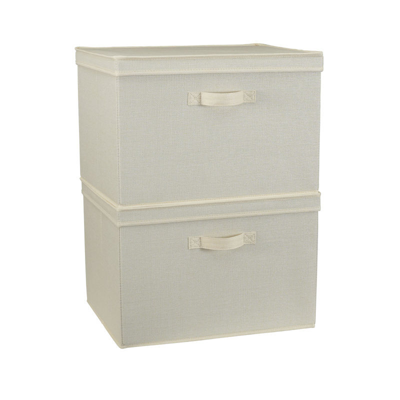 Boîte de rangement large Boîte de rangement large Boîte en tissu, Crème, H 10 po x l 15 po x P 15 po