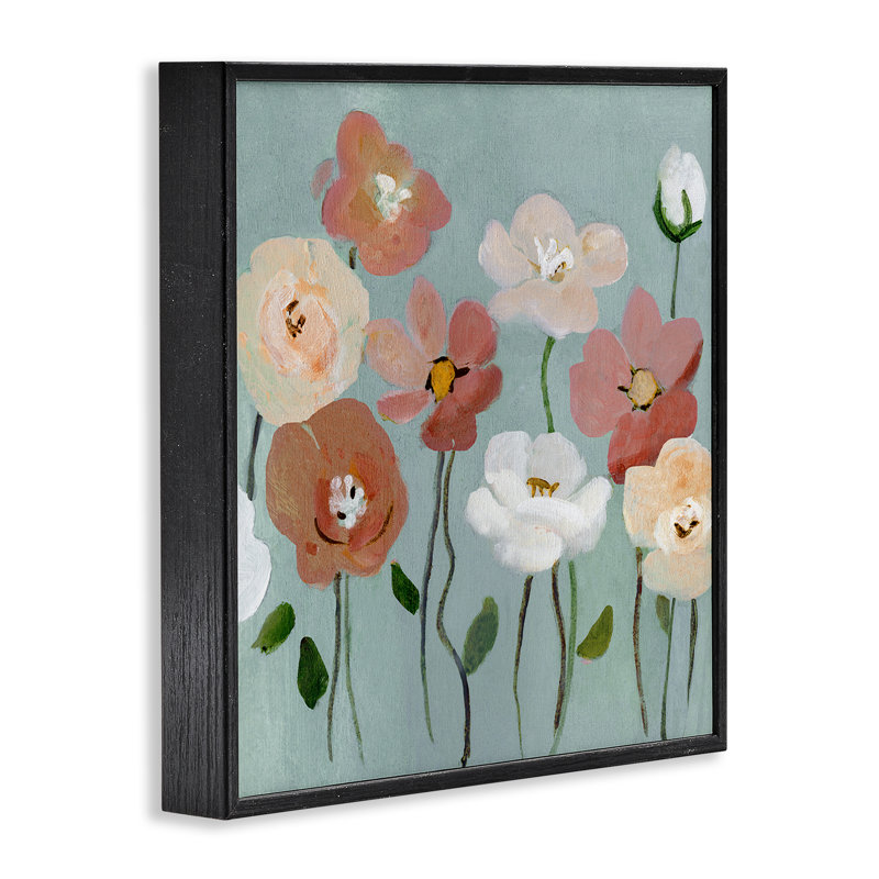 Boho Blooms sur giclée encadrée bleue, design par Charity Henderson, Giclée encadrée noir minuit, H 12 po x l 12 po