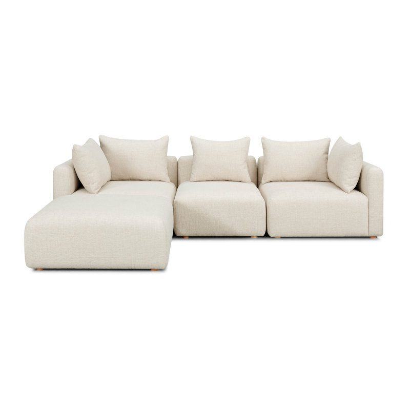Canapé modulaire 4 pièces Tov Furniture Hangover, Mélange de lin crème, 33.1" H x 112.5" W x 81" D, Tanné
