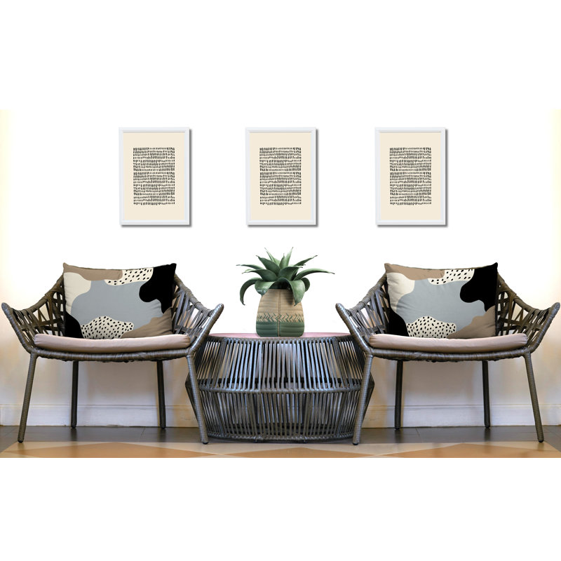 Willow Abstract Spun Polyester Outdoor Reversible Throw Pillow, Gray/Off White/Beige/Black