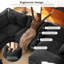 Canapé modulaire modulaire, canapé Cloud confortable avec repose-pieds mobile, canapé à assise profonde - chenille-noir-570139562
