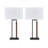 Table Lamp Set Of 2, Curved Wired Bronze Base, White Fabric Shade