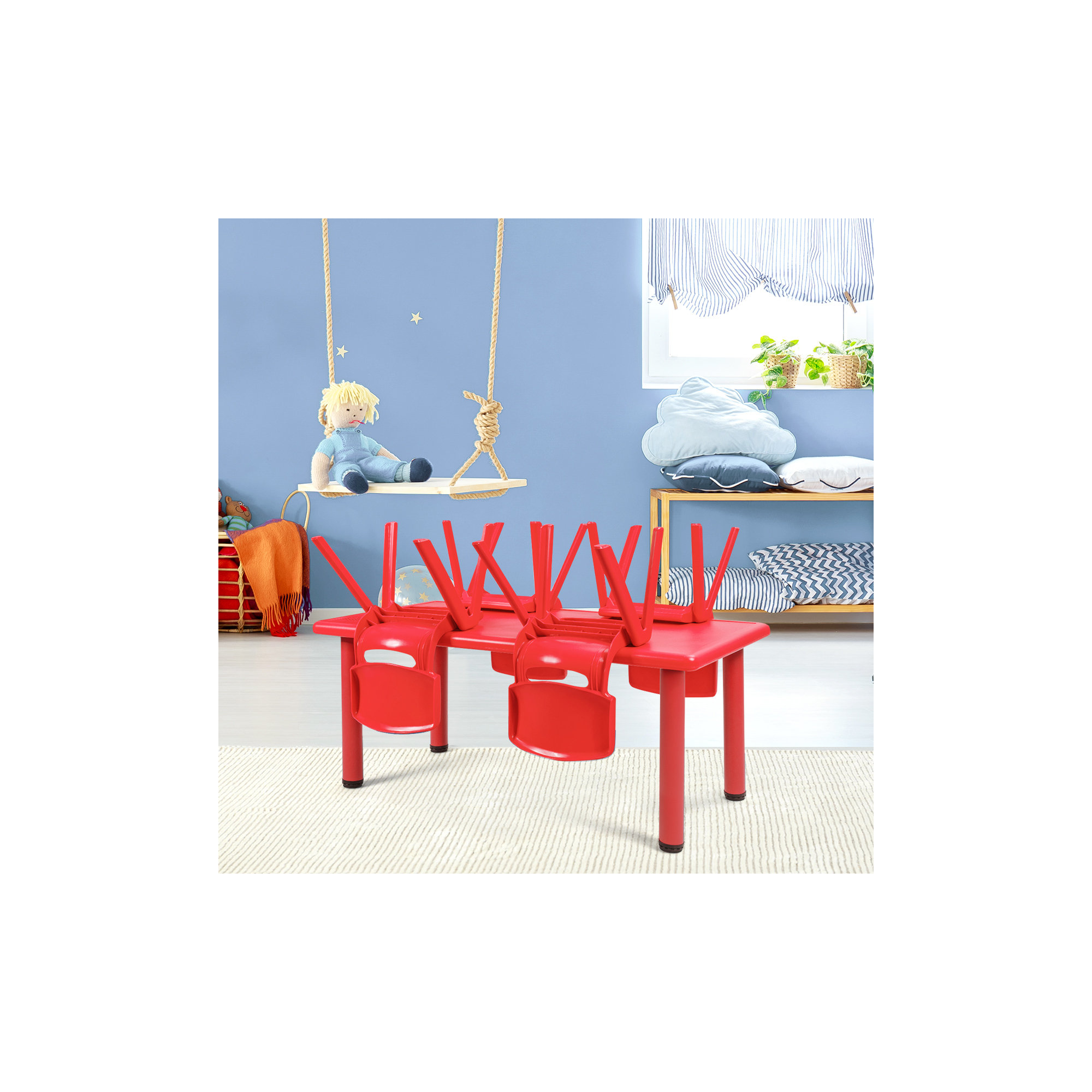Millner Zoomie Kids Kids Multifunctional Activity Rectangle Table Kids Learn And Play Desk Red, Red