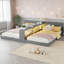 Structure de lit double avec rangement et charge, conception convertible pour enfants, gris, éclairage DEL, fabrication durable-1622659677