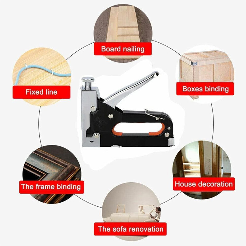 Heavy Duty 3-in-1 Staple Gun With 1000 Staples Adjustable Force Wall Stapler Quick Jam Release Anti-slip Upholstery & Wood Stapler Premium Steel Construction