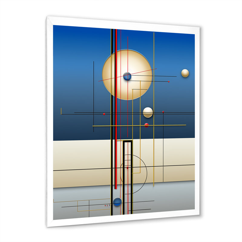 Futuriste minimalisme - pleine lune, H 44 po x l 34 po x P 1,5 po, Cadre simple blanc