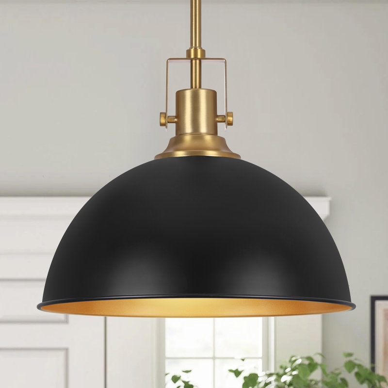 Lysander 1 - Light 13" Single Dome Kitchen Island Pendant Light, Matte Black, 53" H x 13" W x 13" D