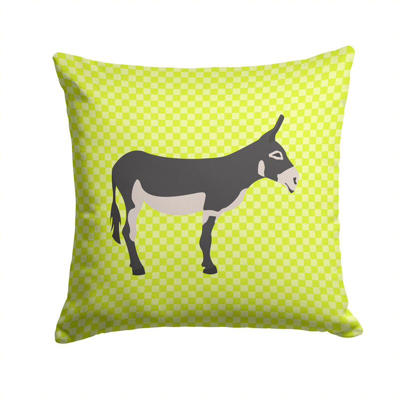 Coussin décoratif extérieur mammoth jack donkey check, Vert, 14 po x 14 po