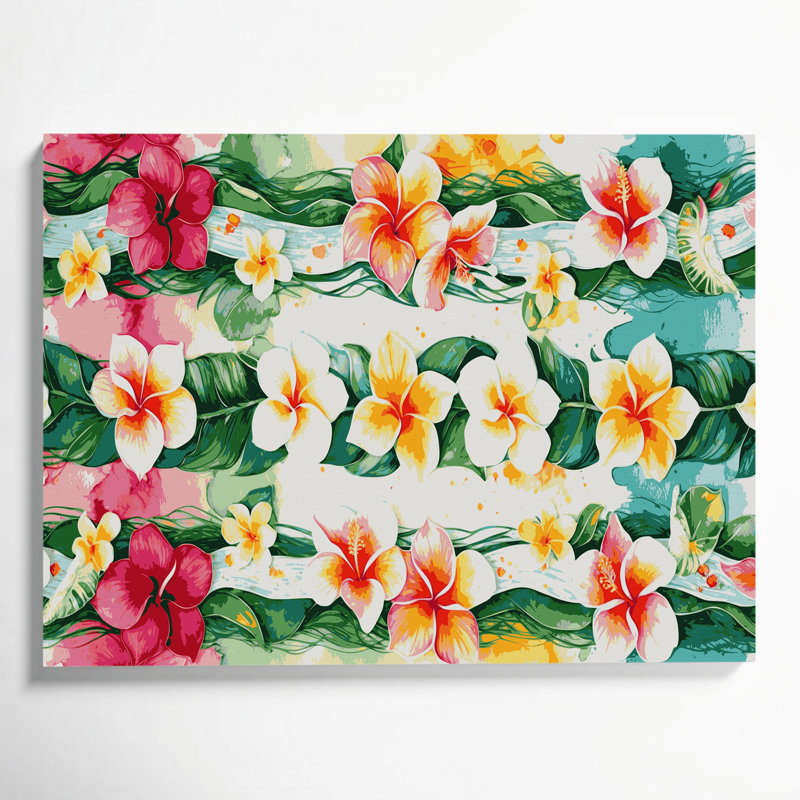 Hawaiian Lei Borders, toile beige, H 16 po x l 20 po