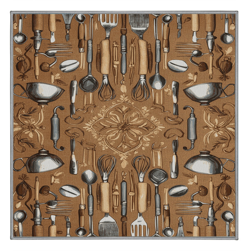 Tapis brun français lavable à la machine, Carré 7 pi