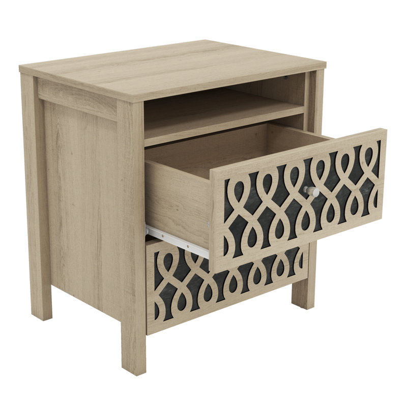 Pruitt Allysyn 20.9'' W 2-Drawer Manufactured Wood Nightstand, Beige