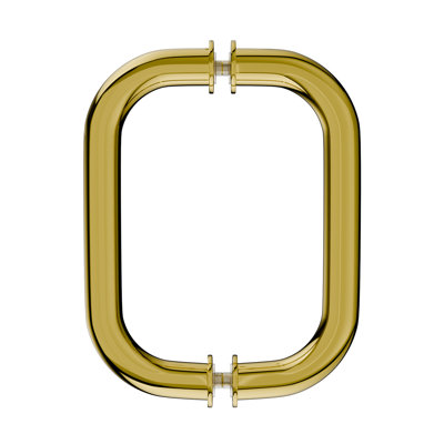 Brixwell PH6X6BR Tubular Back To Back Pull Handle 6" Center To Center 7-1/4" Length 1/4" To 1/2" Glass Thickness Metal And Plastic Washers Polished Brass Finish