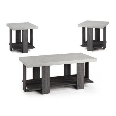 Boris Light Gray 3-Piece Coffee Table Set