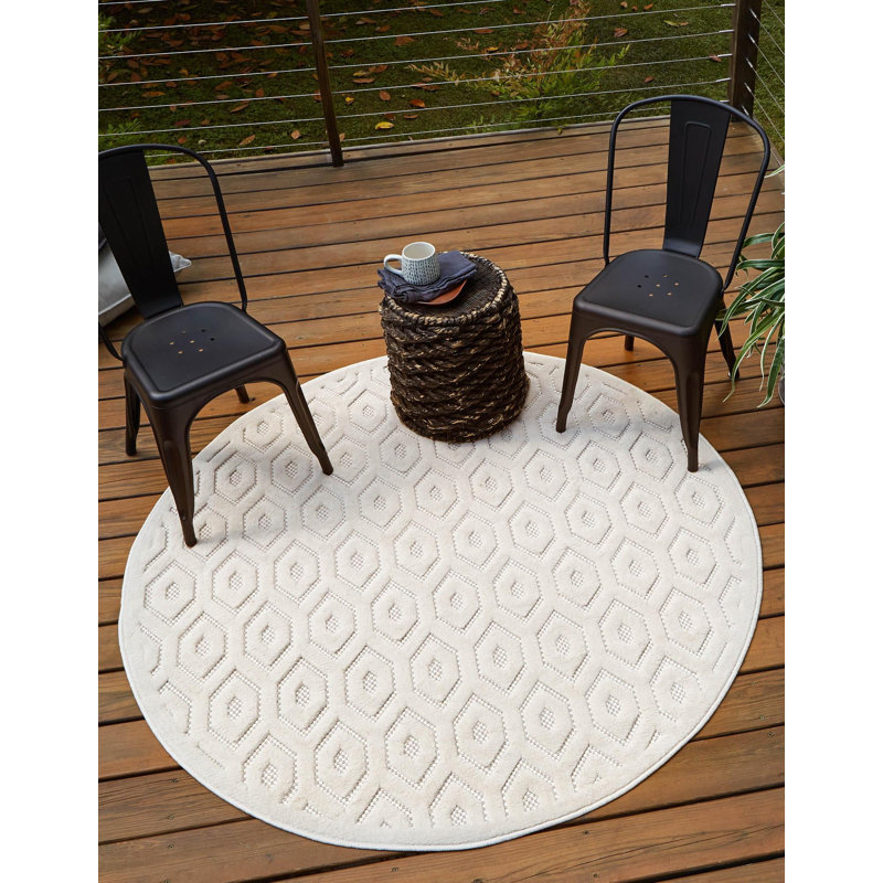 Tapis intérieur / extérieur Grimaldo, Rond 5 pi 3 po