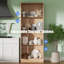 Garde-manger autoportant de 71 po de hauteur, armoire à 4 portes avec tablettes réglables, huche de cuisine pour la cuisine et la salle à manger, chêne-905410551