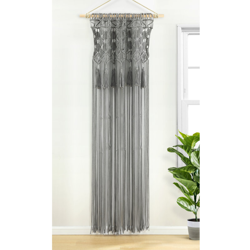 Panneau de rideau simple diaphane avec passe-tringle 100% coton, Gris