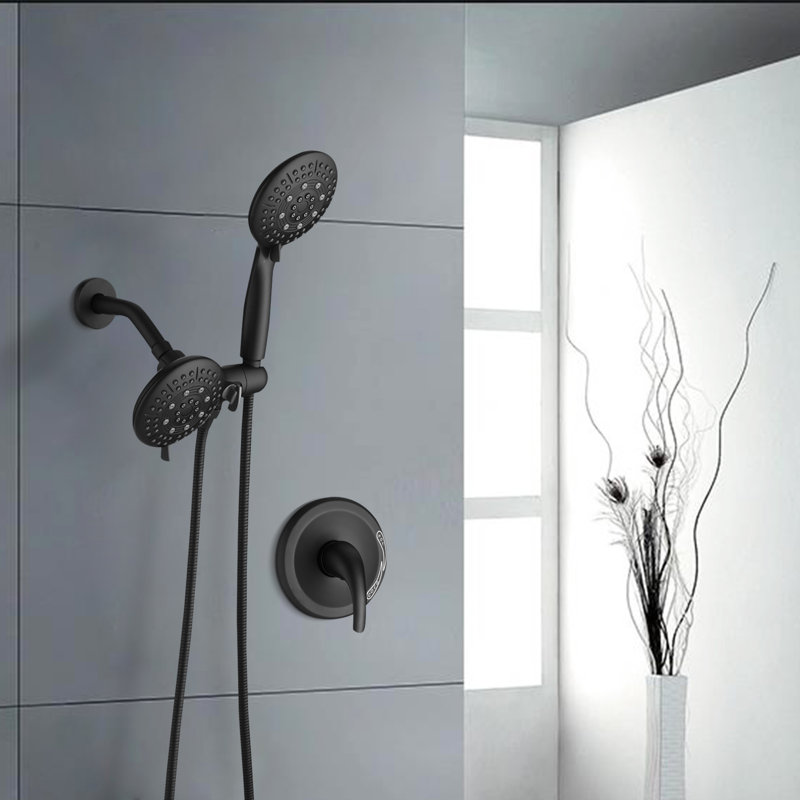 Garniture de douche à main multifonctionnelle avec pommeau de douche avec poignée de douche Spot Resist, Noir mat