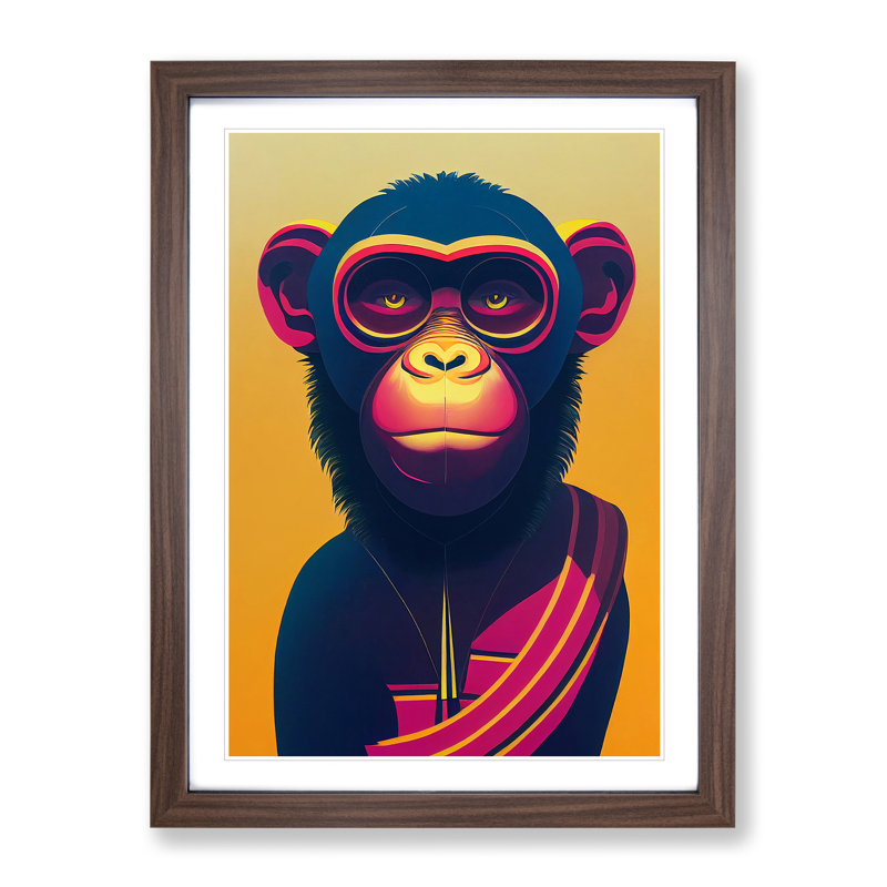Monkey of the Future - Wall Art, 64cm H x 46cm W x 2cm D, Walnut