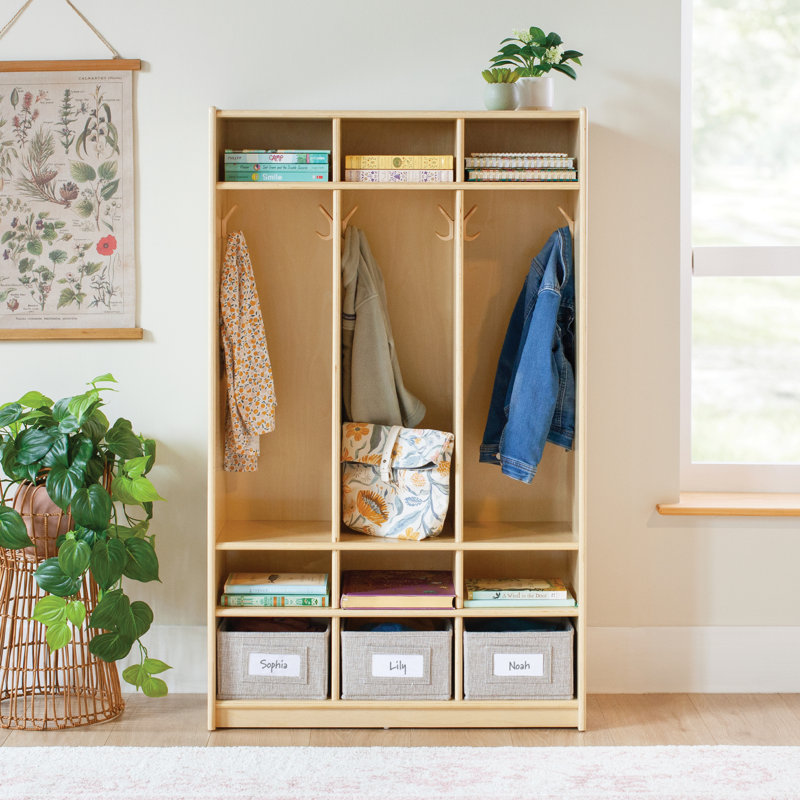 Casier 3 sections EdQ - Naturel, H 3-48 po x l 29 po x P 13 po, 3, Bois naturel