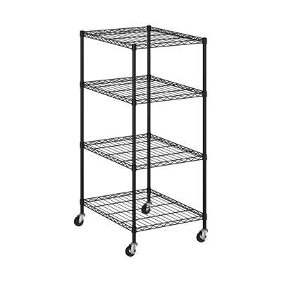 25" W NSF-Certified Commercial 4-Tier 4-Bin Storage Rack with Wheels