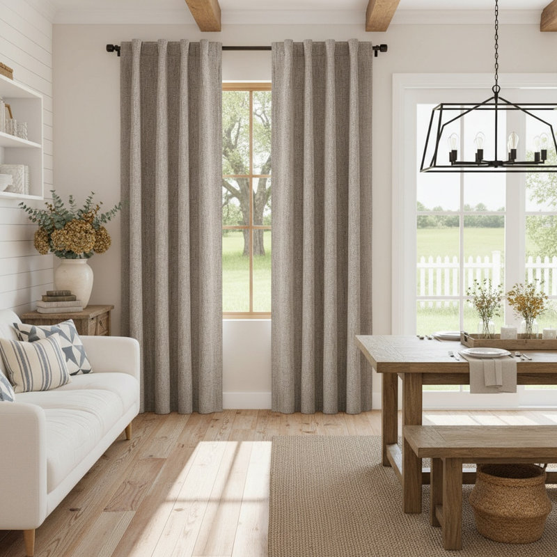 Faux Linen Room Darkening Curtain