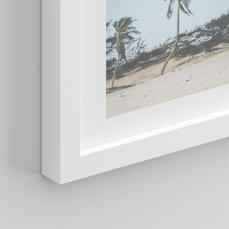 Île tropicale délavée 4 pièces, H 14 po x l 11 po x P 1 po, Cadre blanc