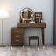 Coiffeuse et commode en bois massif de 45,28 po avec fonction télescopique et miroir de maquillage intégré-1703317313