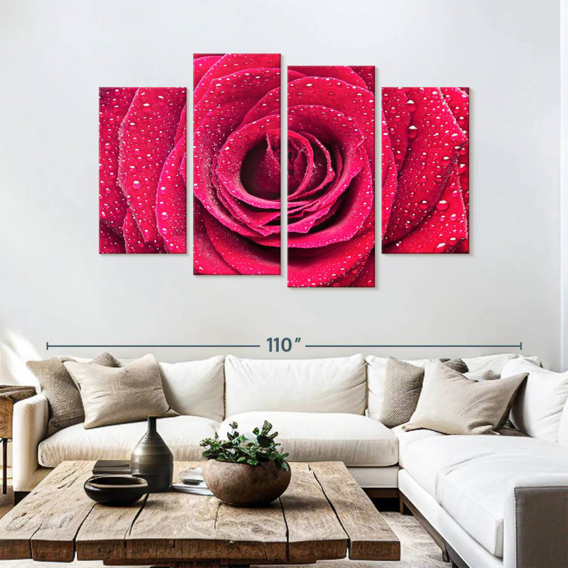 Harnek Dewy Red Rose Petals, 54"H x 84"W