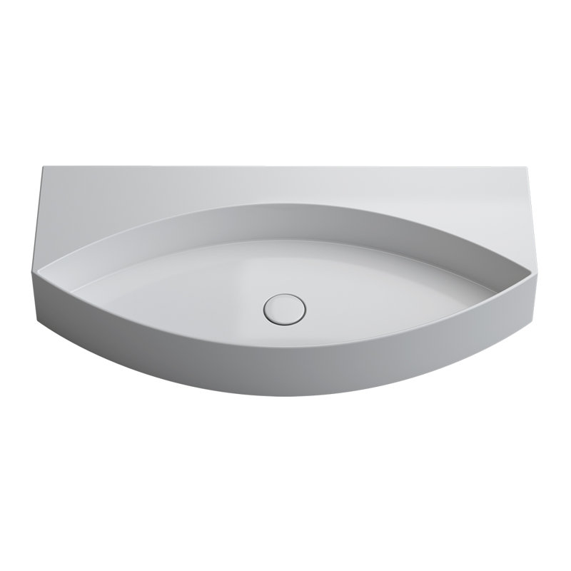 WS Bath Collections Occhio 17.7'' Ceramic Specialty Vessel,Wall Mount Bathroom Sink, No Hole, Glossy White