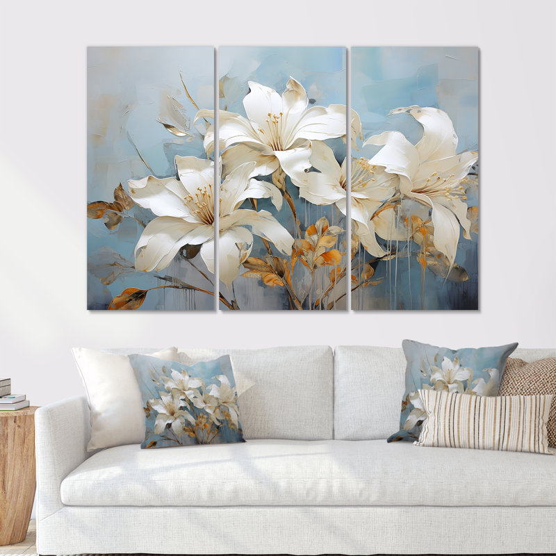 Fleurs de lys en fleurs IV - Ensemble de décoration murale lys, H 40 po x l 60 po x P 1 po