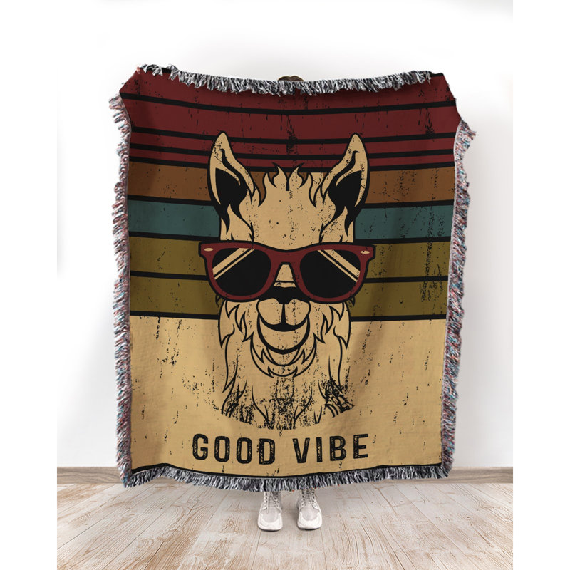  Llama 100% Cotton Throw, 60" W x 80" L