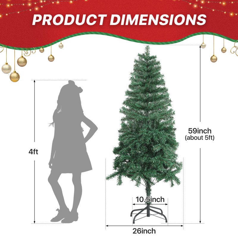 Arbre de Noël artificiel en forme de pin avec 130 lumières DEL chaudes et 400 branches en PVC pour la décoration des Fêtes