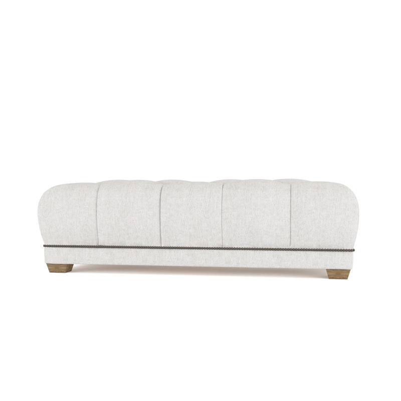 Hudson Ottoman, Plush Velvet Silver Streak, Weathered