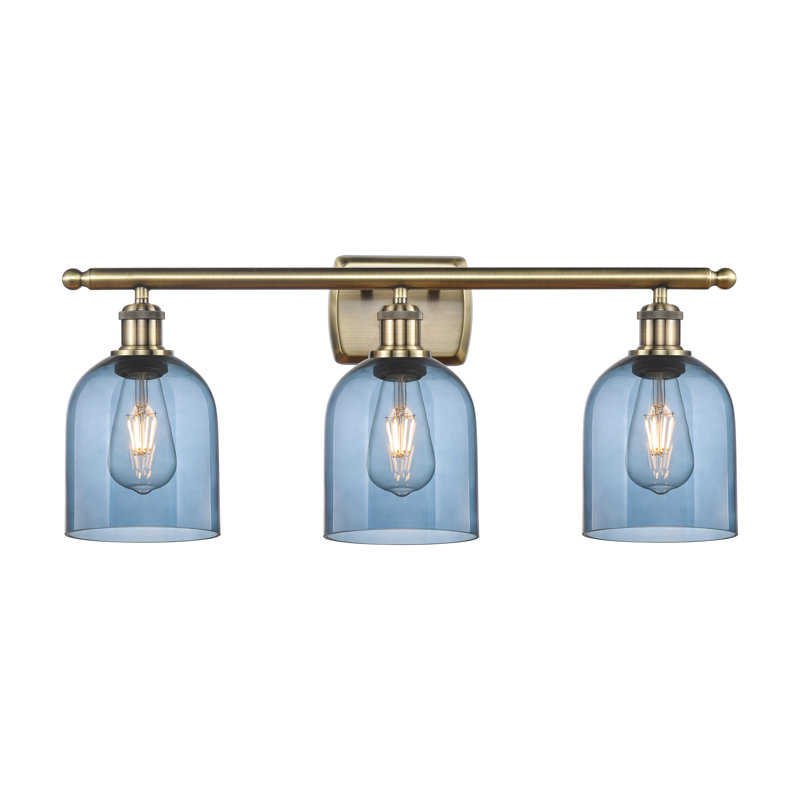 Bella 3 - Light Dimmable Vanity Light, Antique Brass, Princess Blue