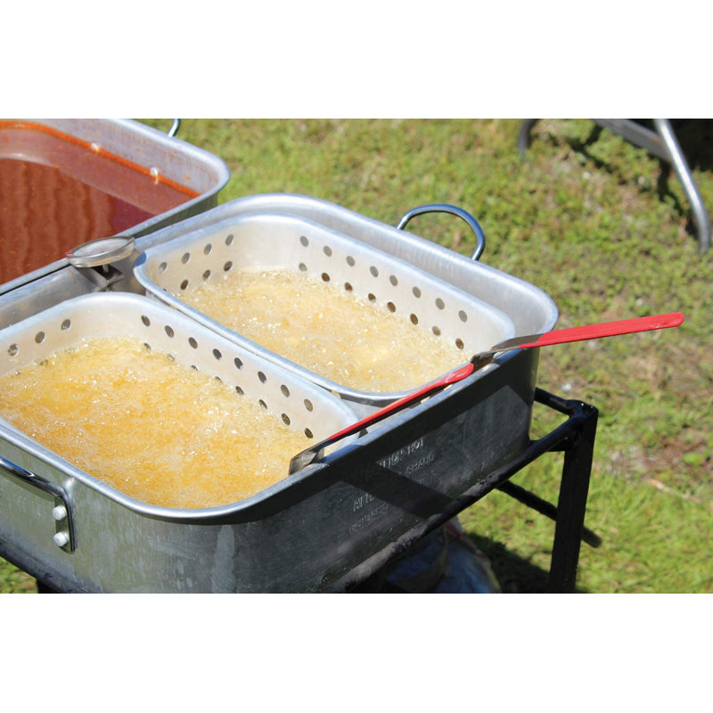 Outdoor Rectangular Frying Pan King Kooker 30″ Dual Burner Outdoor Cooking Cart Package with 2 ...