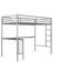 Lit mezzanine simple en métal avec bureau, échelle et garde-corps, lit mezzanine pour la chambre à coucher, argent