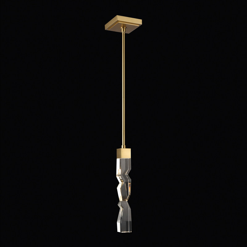 Mamadim 1 - Light LED Single Pendant, 63.25" H x 2" W x 2" D, Aged Brass