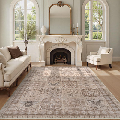 Tapis lavable pour salon, tapis antidérapant pour chambre à coucher, tapis rétro pour salle à manger, bureau