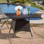 Table de salle à manger de patio moderne moderne - avec fer, eau, H 28,5 po x l 37,5 po, finition brune