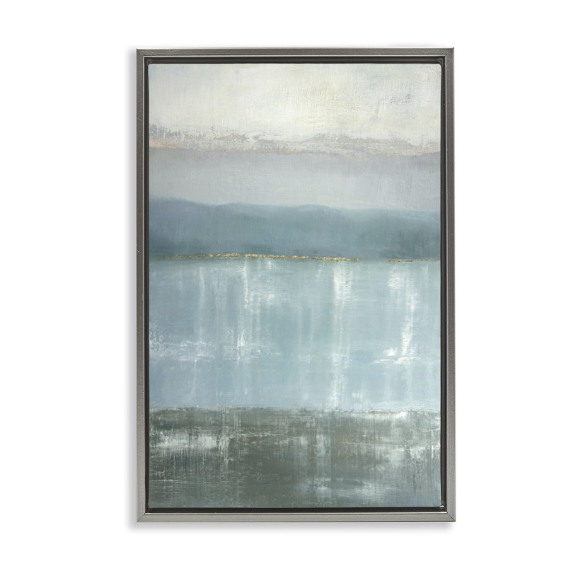 Cadre flottant Twilight Blues Landscape, design par Caroline Gold, H 31 po x l 21 po, Cadre flottant gris lustré