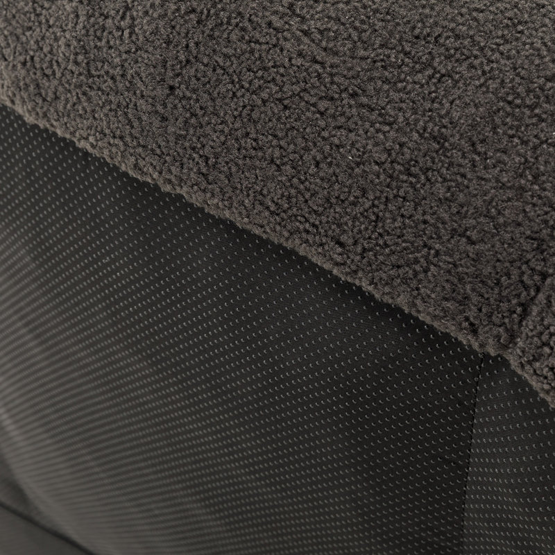 Compression New Teddy Fabric Adult Bean Bag Chair, Dark Gray Teddy