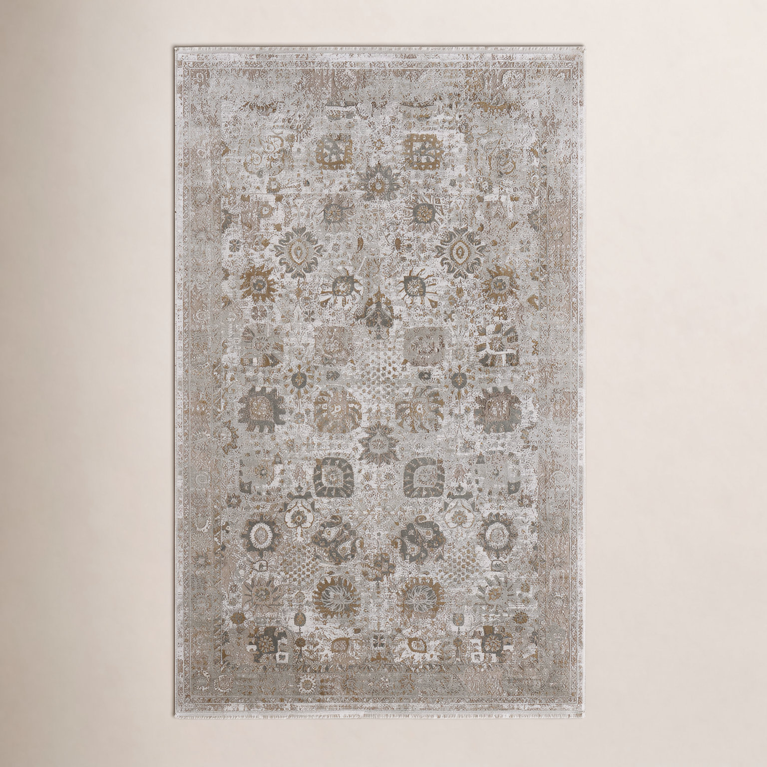 Ivory Traditional Floral Botanical Rug, Rectangle 2'2" x 3'2"