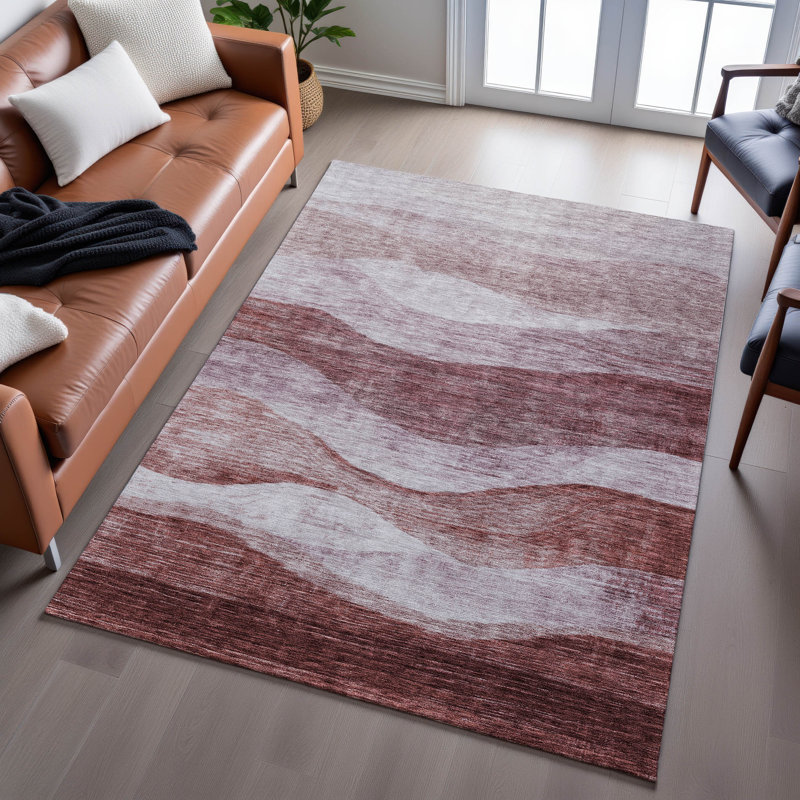Premium Machine Washable Krause AMF1141 Swirls Rug, Rectangle 8 pi x 10 pi