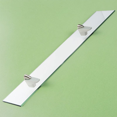 Tempered Glass Shelf With Chrome Clips - Heavy Duty 60 Lbs Capacity - Clear 3/8 Inch Thick Glass With Polished Edges - Easy To Assemble