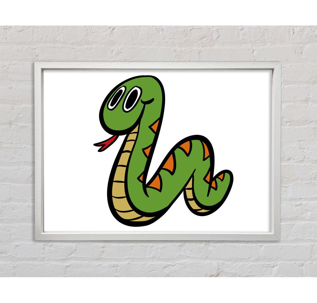 Gerahmtes Leinwandbild Cartoon Snake in Flieder